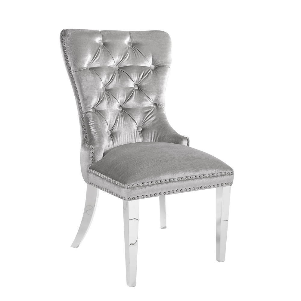Euphoria Steel Dining Chair: Grey Velvet